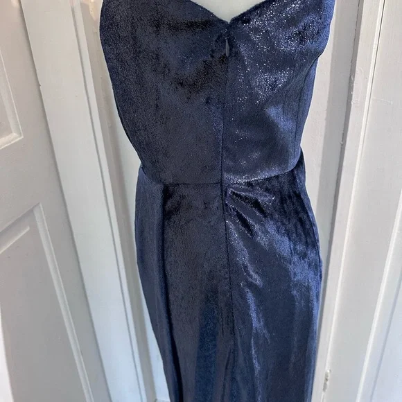 TED Baker Size 3 Navy One Shoulder Drape Midi Dress - Picture 16 of 17